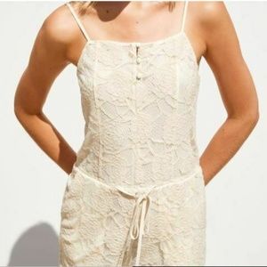 Zara Womens Ivory Lace Jumpsuit Shorts Size L
